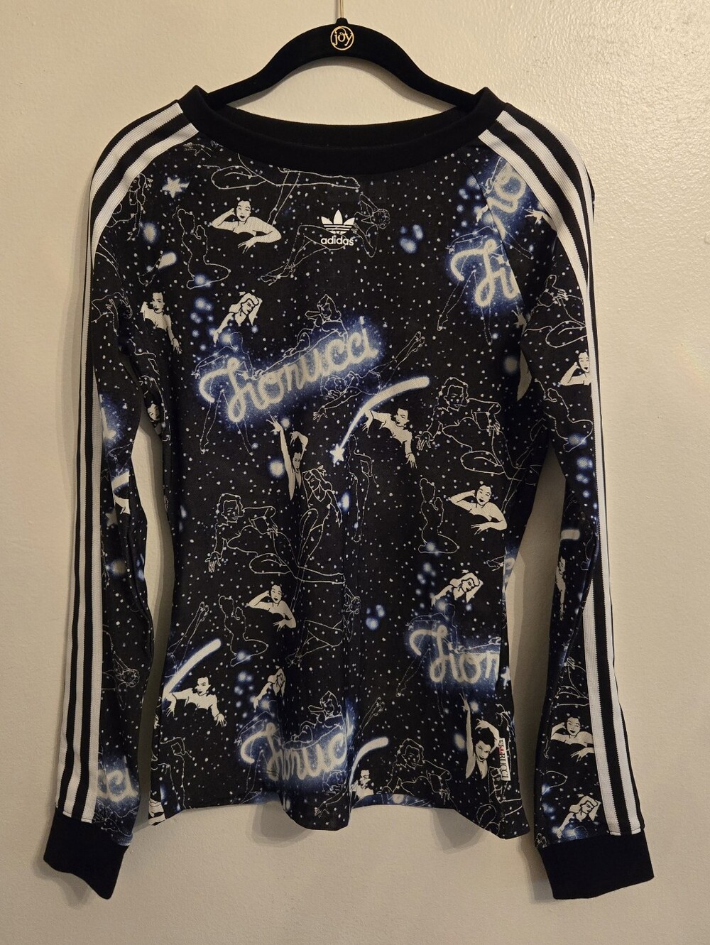 Adidas x Fiorucci Womens Mesh Top Pin Up Girls Galaxy Long Sleeve Size Medium